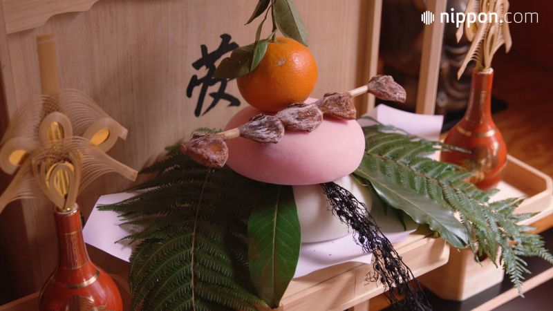 bánh Kagami Mochi trắng hồng bánh Kagami Mochi trắng hồng